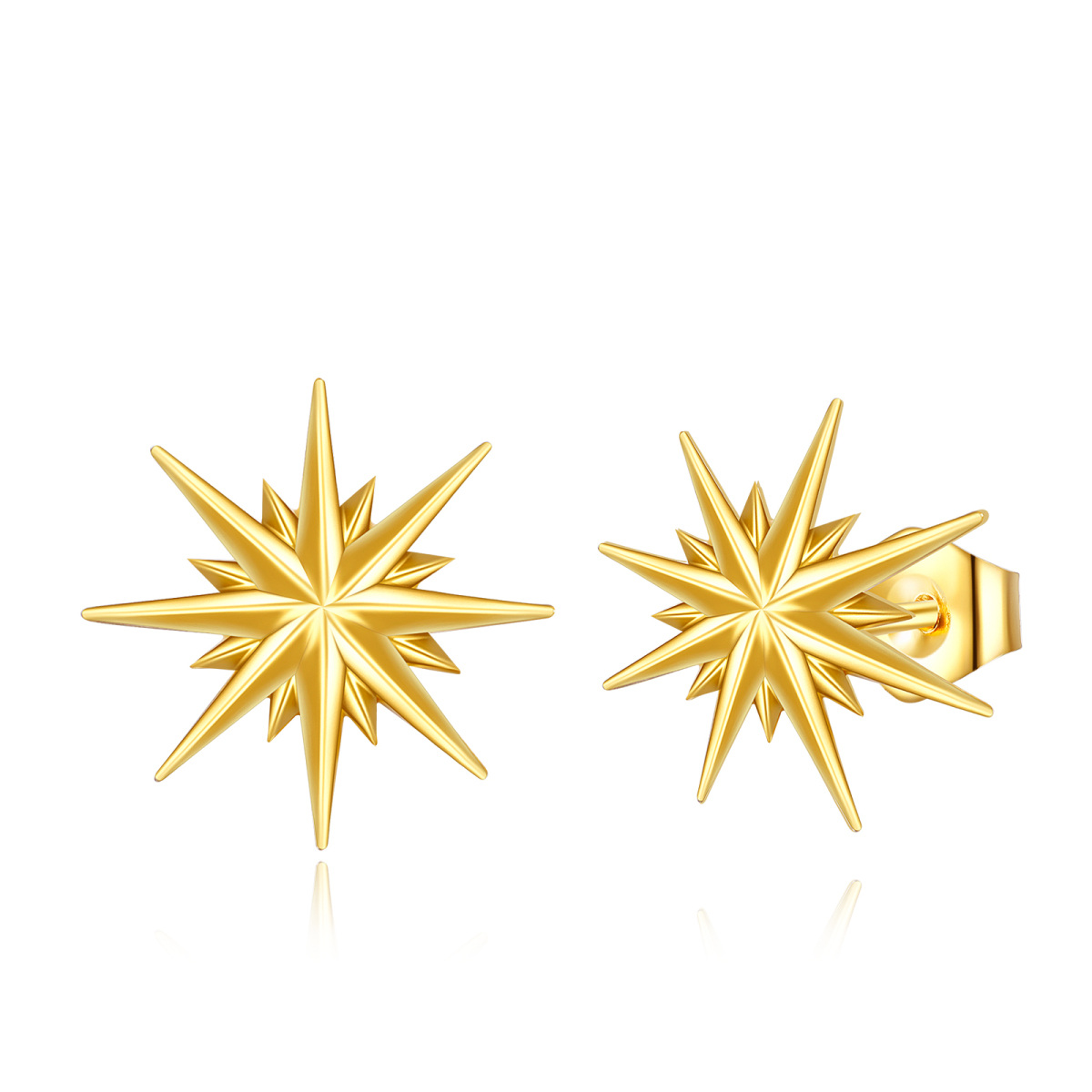 10K Gold Star Stud Earrings-1