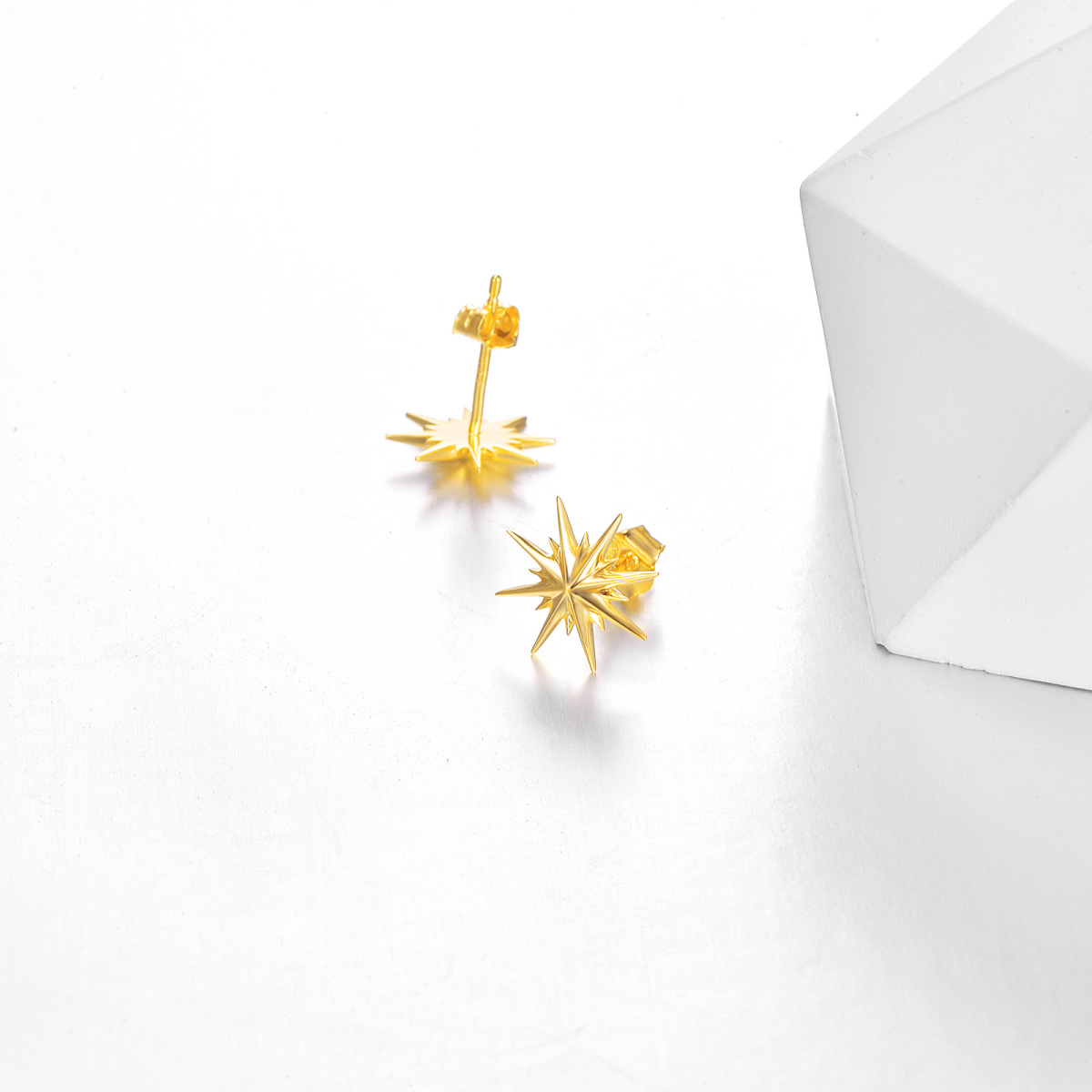 10K Gold Star Stud Earrings-3