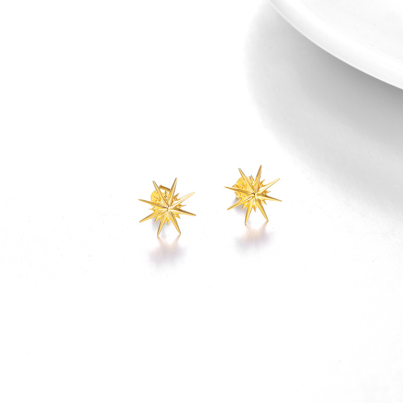 10K White Gold Star Stud Earrings-4