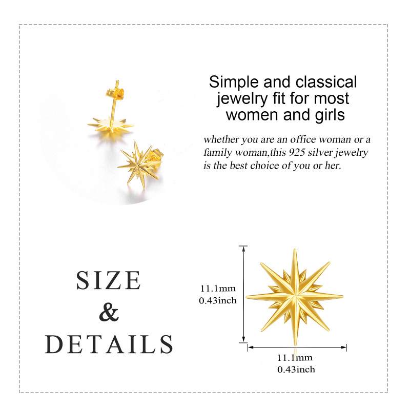 10K White Gold Star Stud Earrings-6