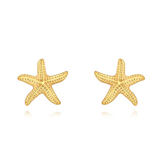 10K Gold Starfish Stud Earrings-5