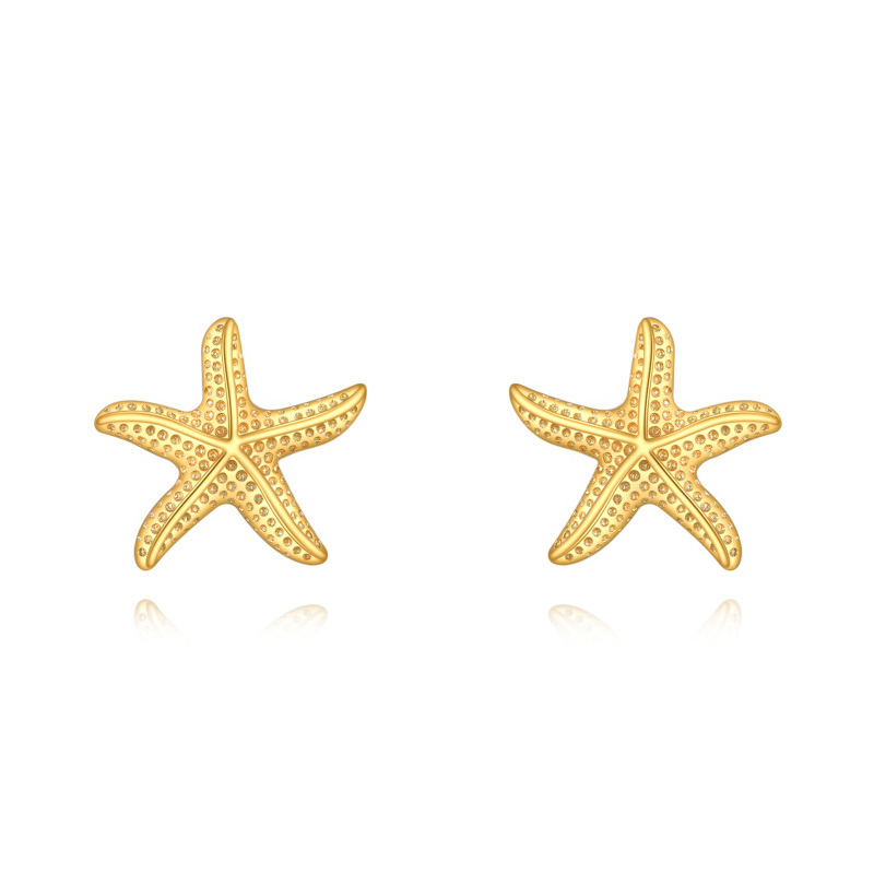 10K Gold Starfish Stud Earrings