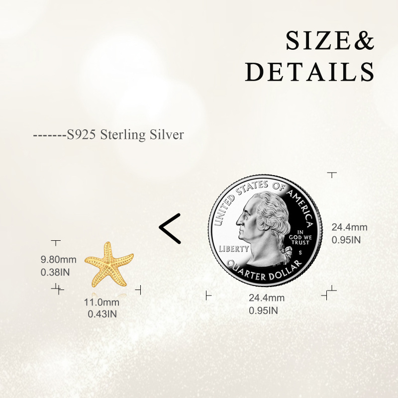 Brincos estrela-do-mar em ouro branco 10K-5