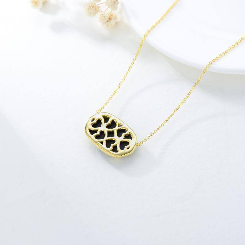 Gold Vermeil Square Black Crystal Necklace for Women Men-4