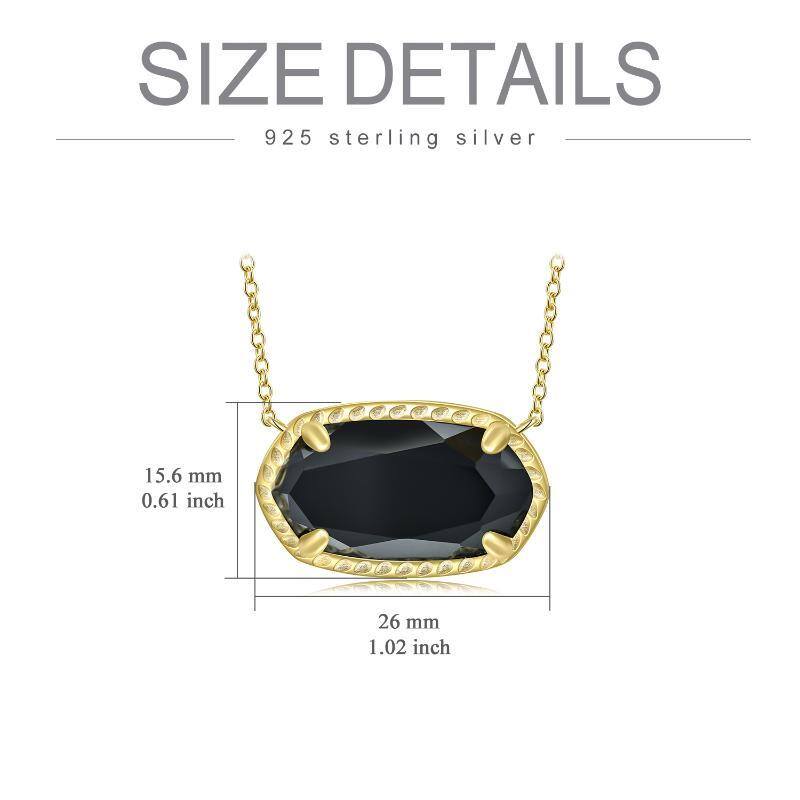 Gold Vermeil Square Black Crystal Necklace for Women Men-5