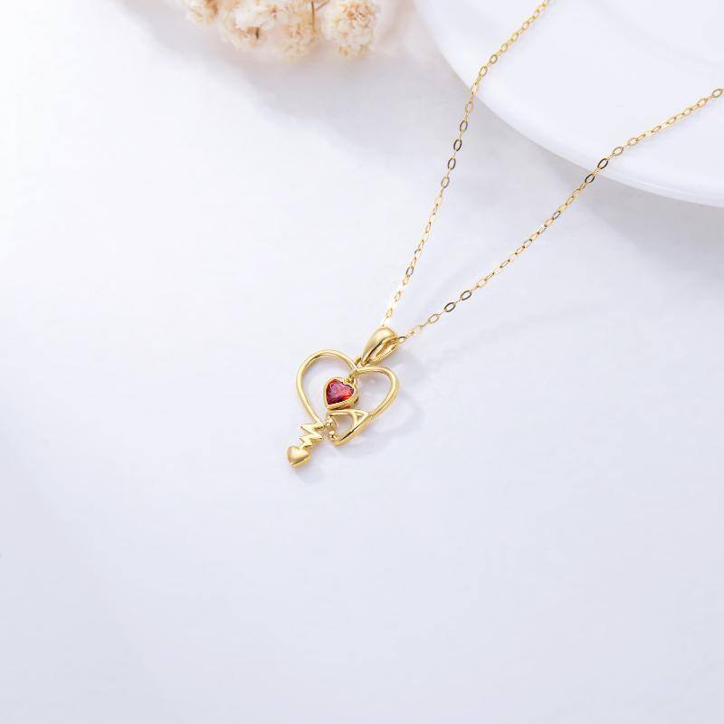 Collar Colgante Estetoscopio Oro Cúbico 10K Circonita-4