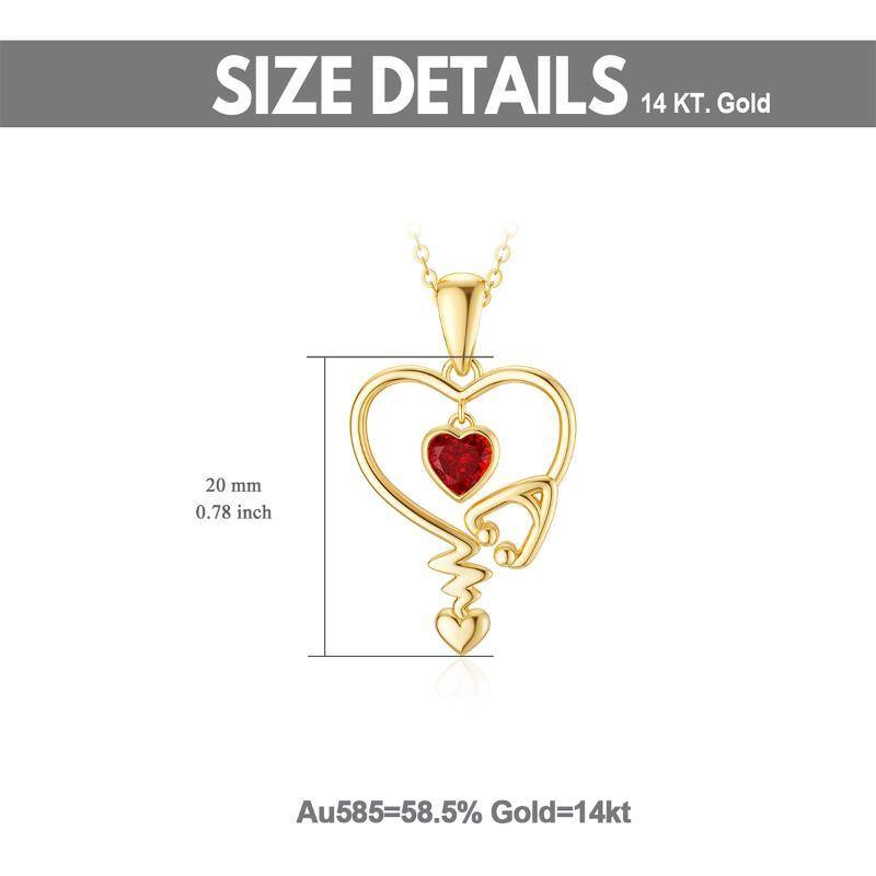 10K Gold Cubic Zirconia Stethoscope Pendant Necklace-6