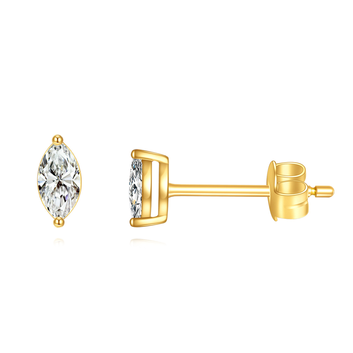 18K Gold Cubic Zirconia Stud Earrings-1