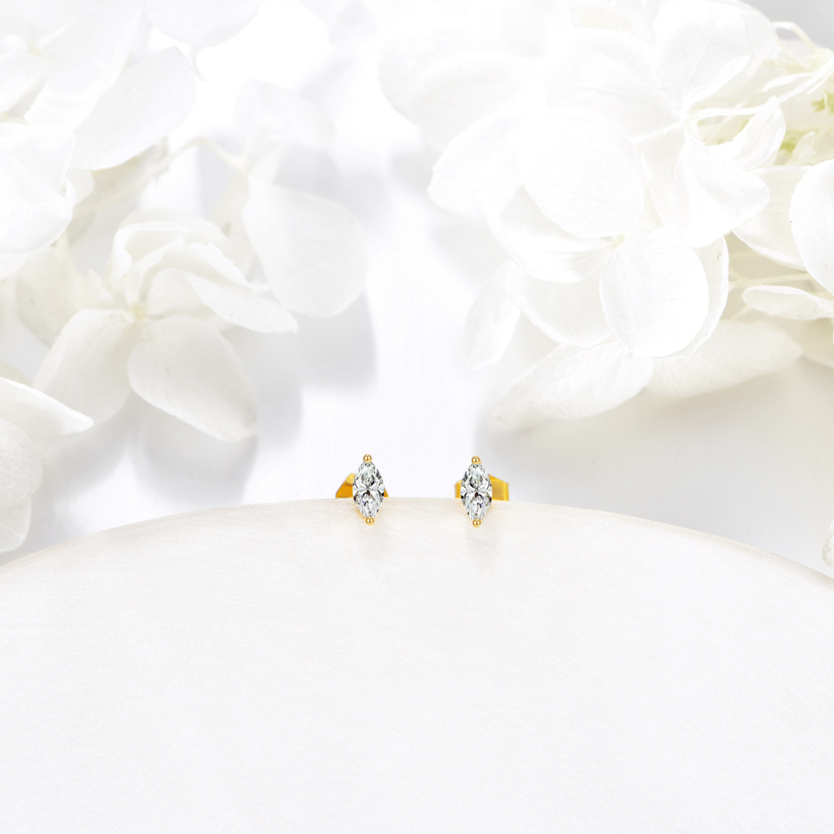 14K Gold Cubic Zirconia Stud Earrings-3