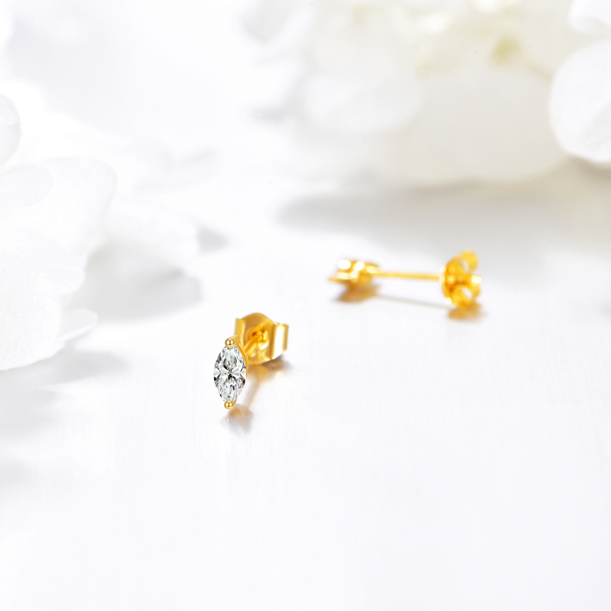 10K Gold Cubic Zirconia Stud Earrings-4