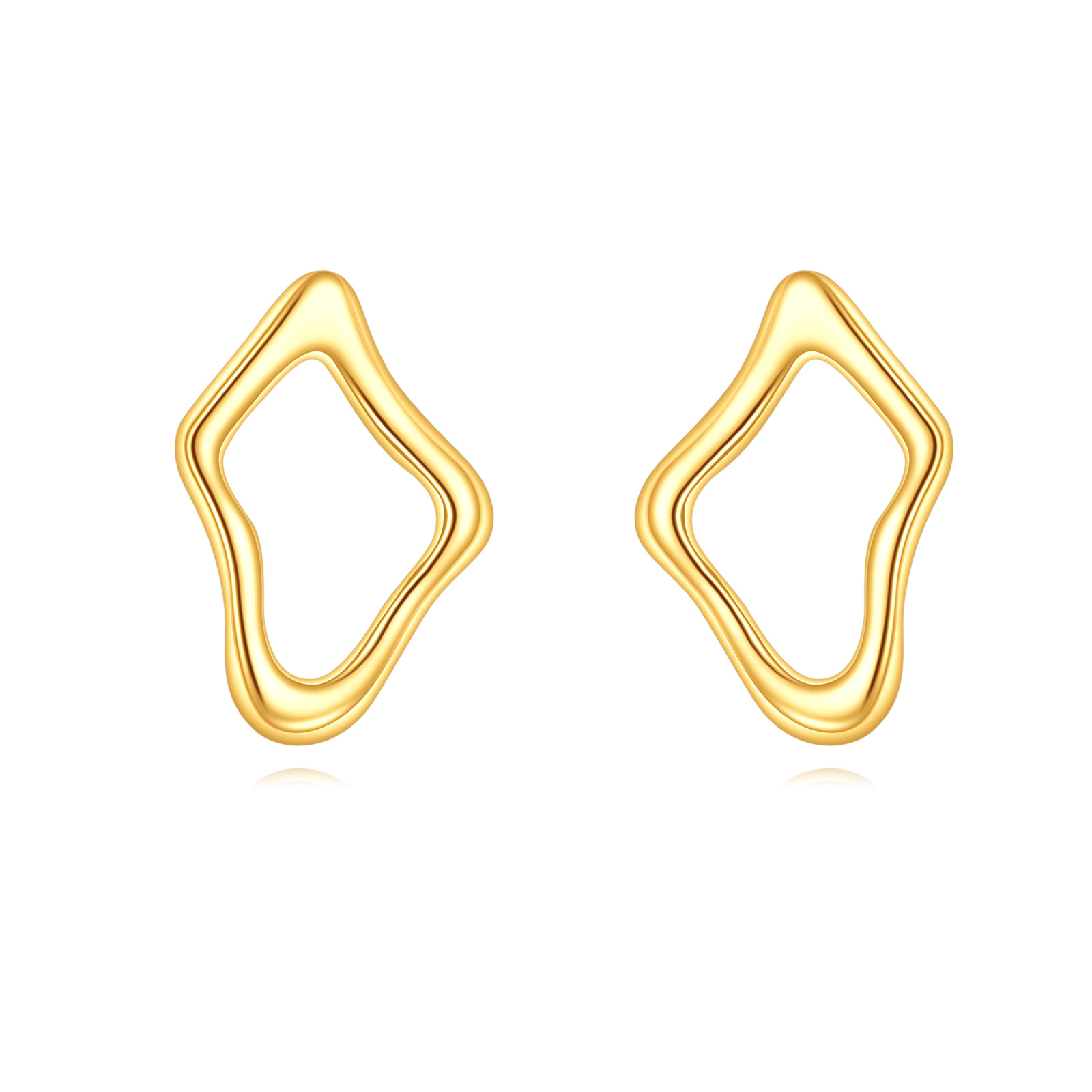 14K Gold Stud Earri… - image