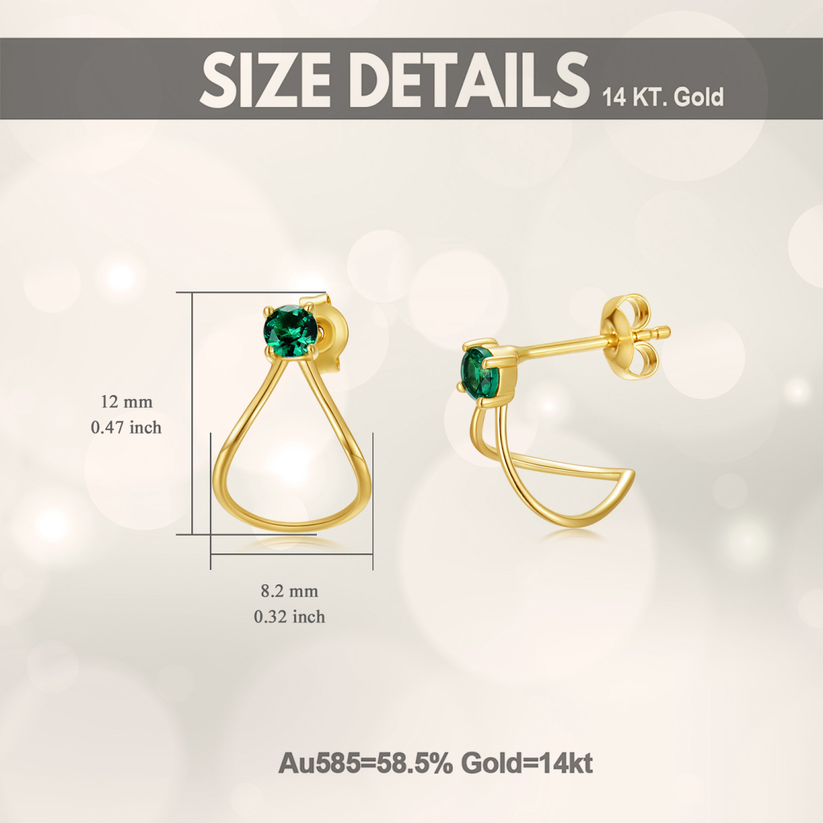 Boucles d'oreilles en or 14K à zircon cubique-5