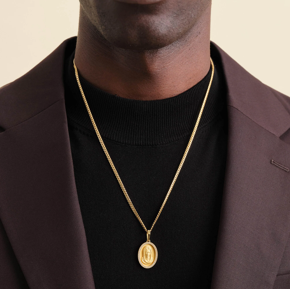 14K Gold Studded St. Mary Pendant-2