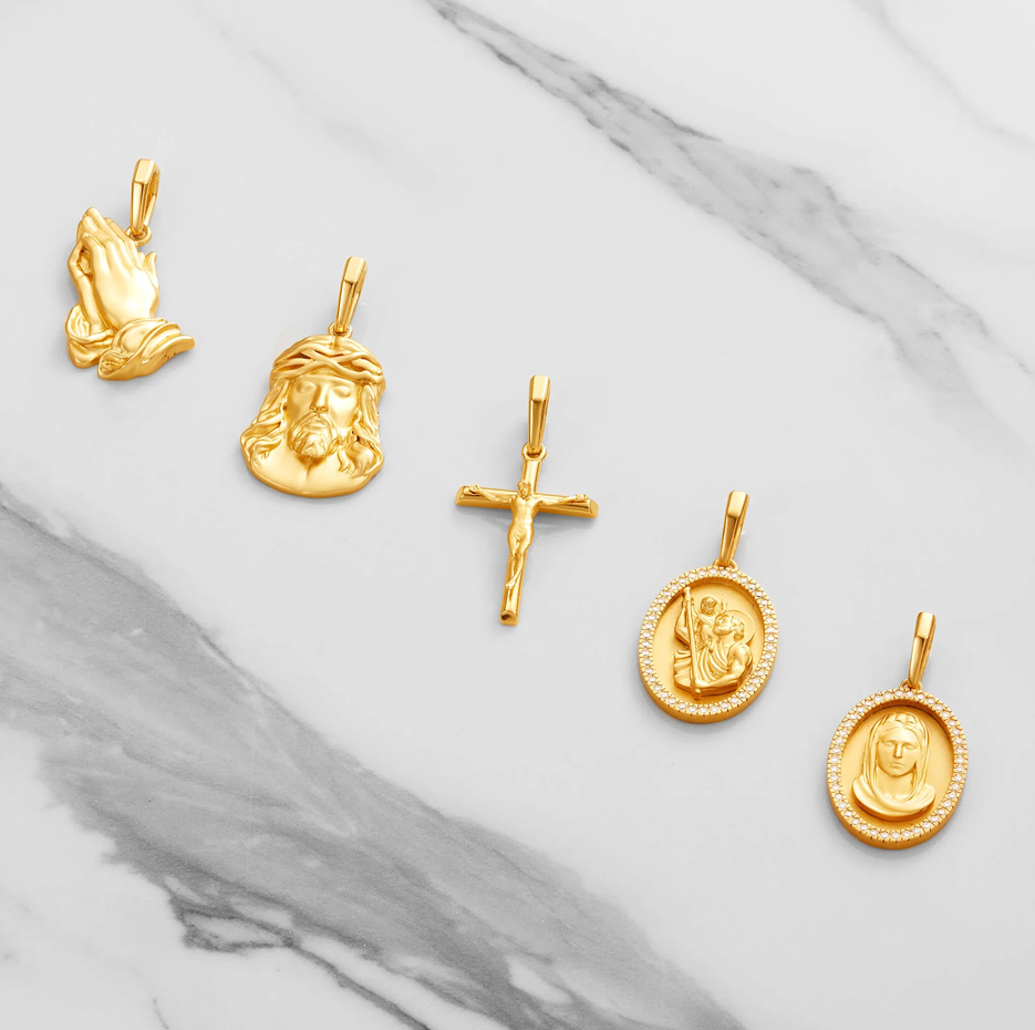 14K Gold Studded St. Mary Pendant-3