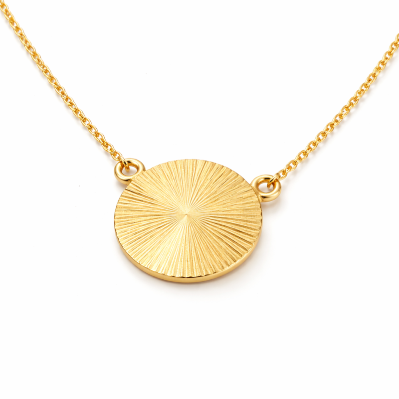 Collar con colgante de sol de oro de 14 quilates-3