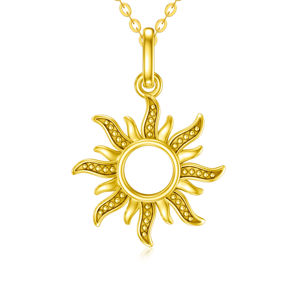 Colar com pingente de sol em ouro 14K-1