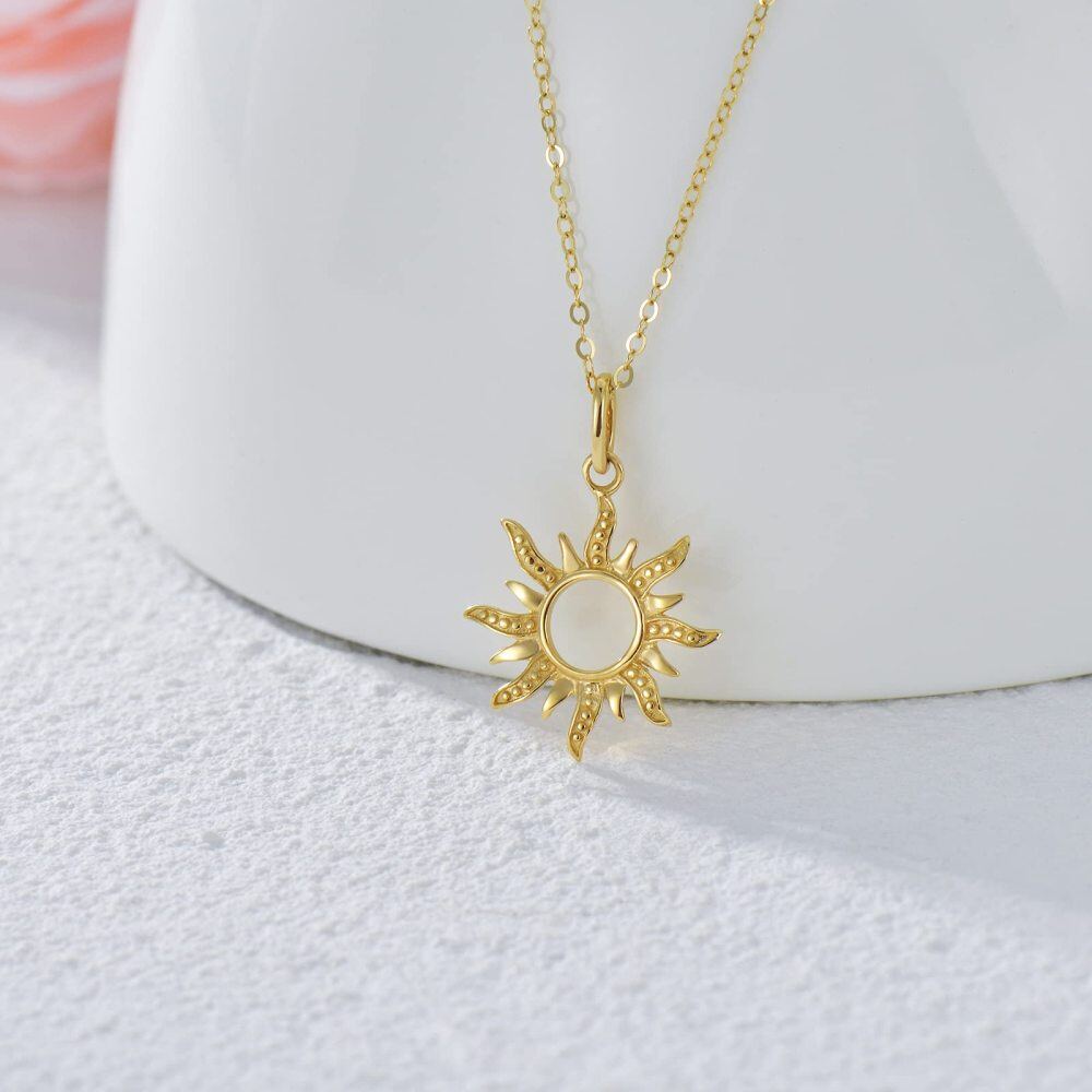 10K Gold Sun Pendant Necklace-3
