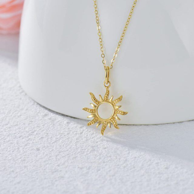 14K Gold Sonne Anhänger Halskette-3