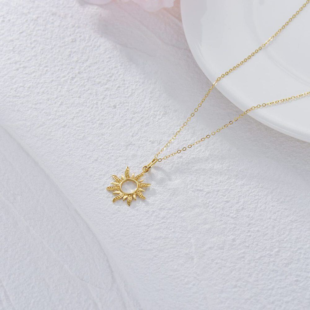 10K Gold Sun Pendant Necklace-4
