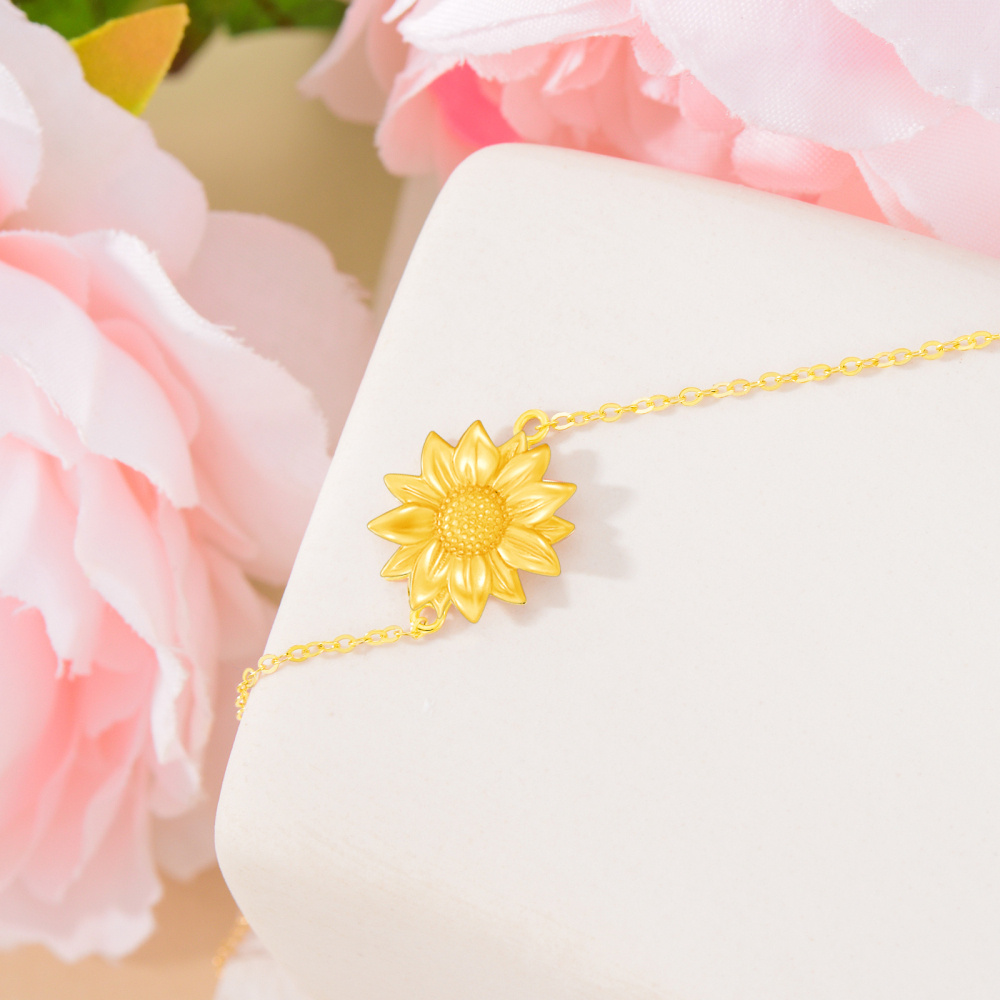 10K Gold Sunflower Charm Bracelet-3