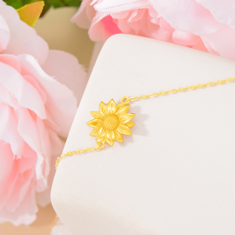 10K Gold Sunflower Charm Bracelet-3
