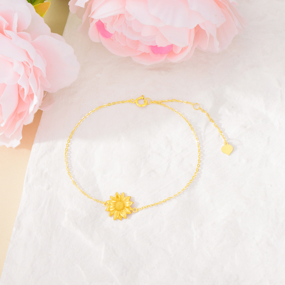 10K Gold Sunflower Charm Bracelet-4