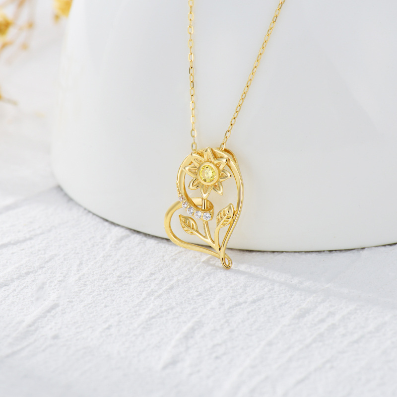 خرزة عباد الشمس من الذهب عيار 10 قيراطًا ومرصعة بالزركونيا المكعبة-3