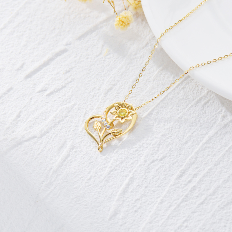 خرزة عباد الشمس من الذهب عيار 10 قيراطًا ومرصعة بالزركونيا المكعبة-4