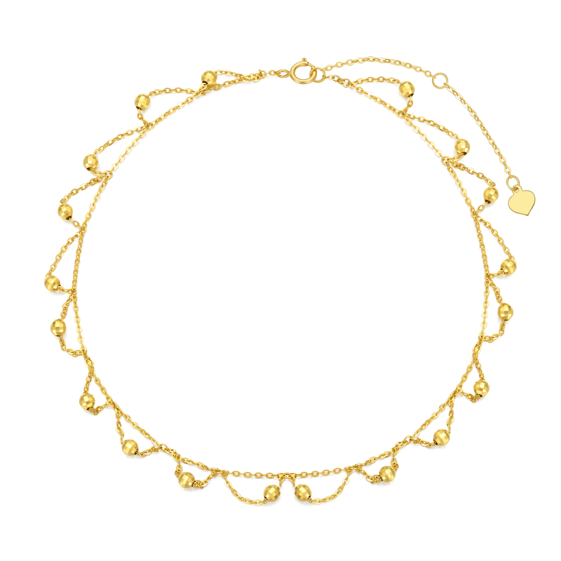 10K Gold Sunflower Multi-layered Anklet-13