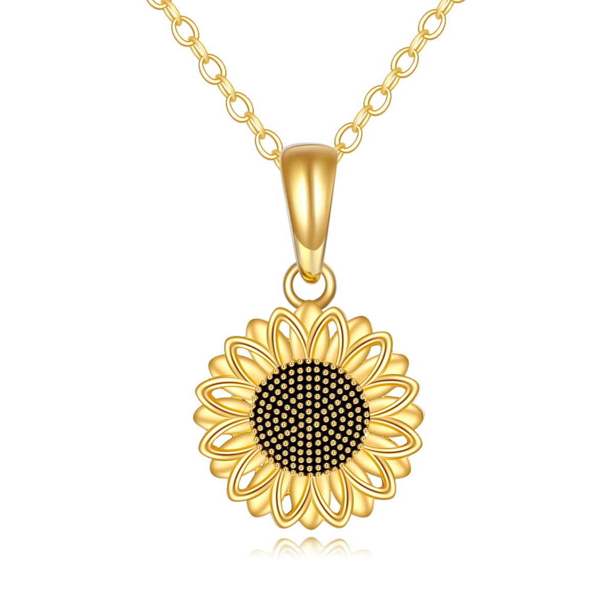 10K Gold Sunflower Necklace for Women-1