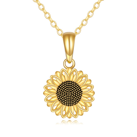 10K Gold Sunflower Necklace for Women