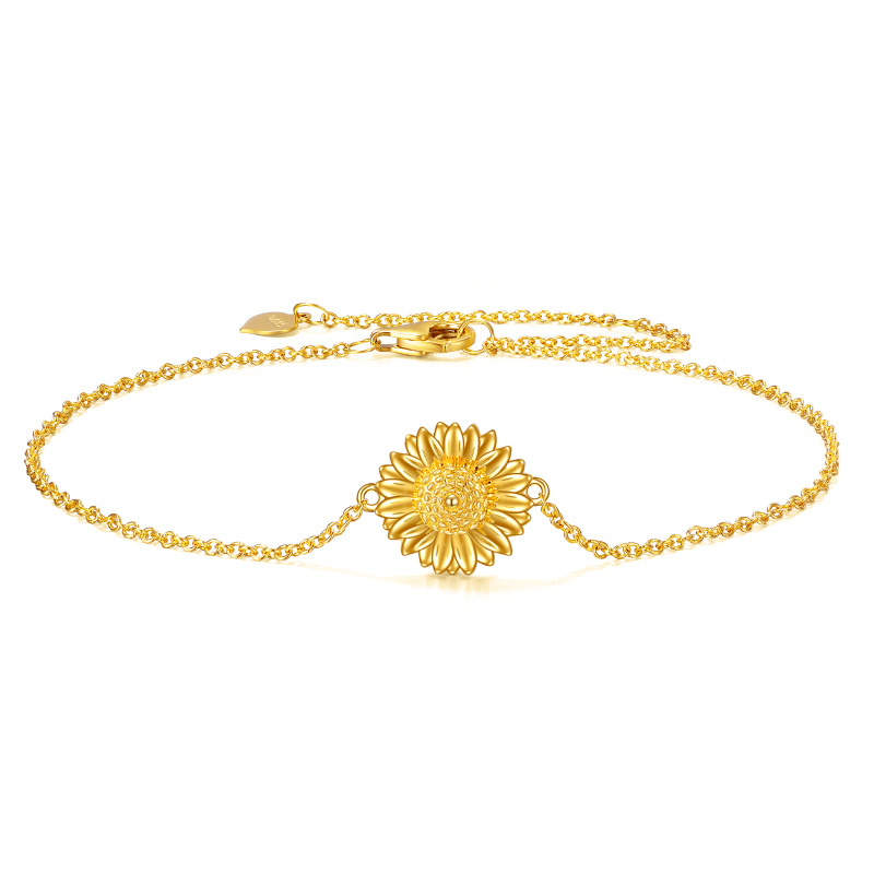 Bracciale con ciondolo a forma di girasole in oro 14K