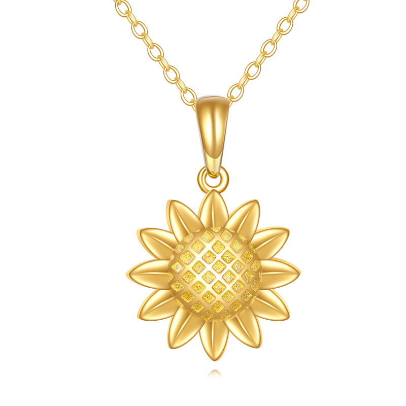 18K Gold Sunflower Pendant Necklace-1