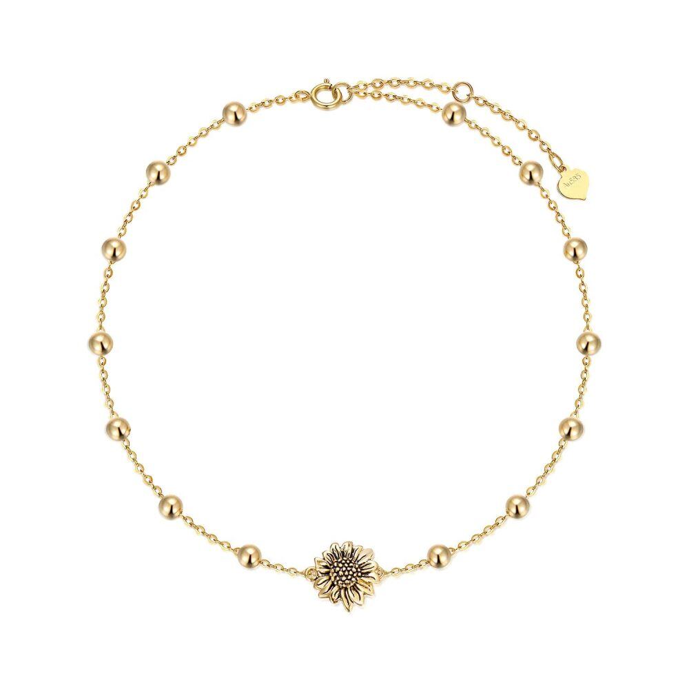 10K Gold Sunflower Single Layer Anklet-1