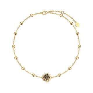 10K Gold Sunflower Single Layer Anklet-30