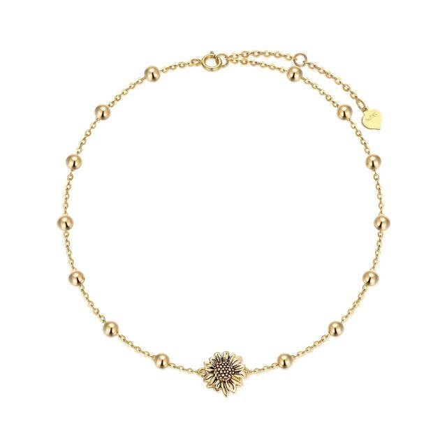 Bracelet de cheville en or 14K à une couche en forme de tournesol-1