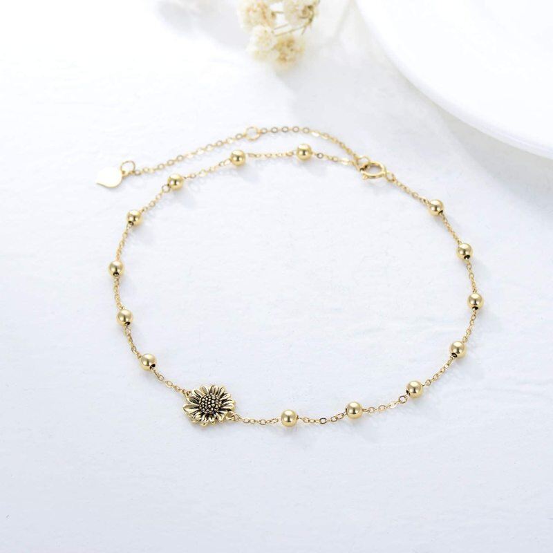 10K Gold Sunflower Single Layer Anklet-3