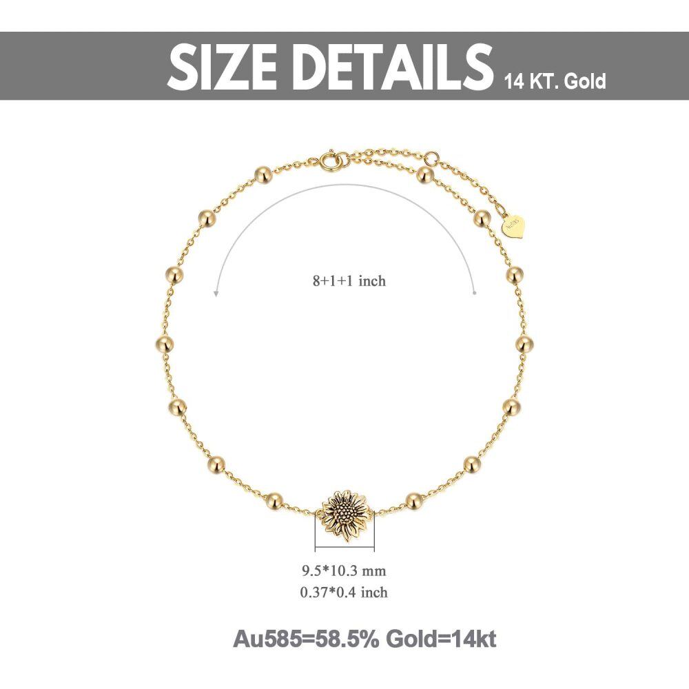 10K Gold Sunflower Single Layer Anklet-5