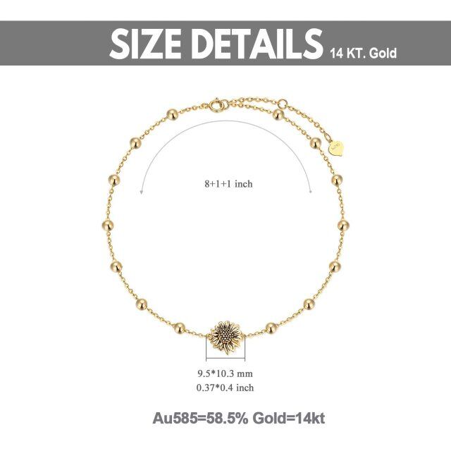 14K Gold Sunflower Single Layer Anklet-5