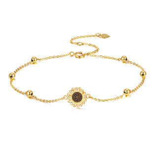 10K Gold Sunflower Single Layer Anklet-23