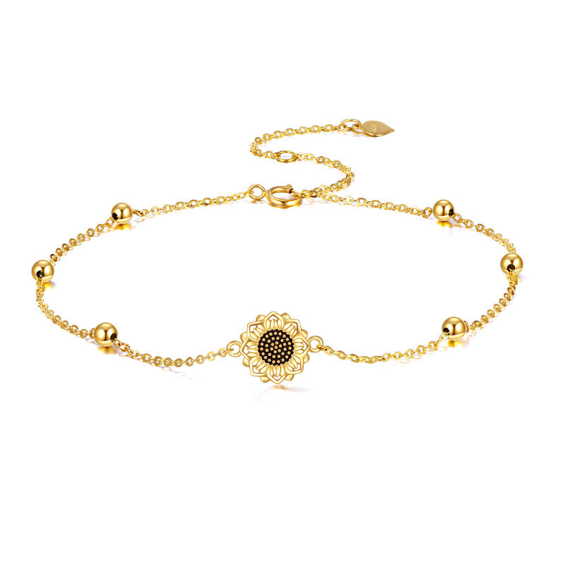 Bracelet de cheville en or 14K à une couche en forme de tournesol