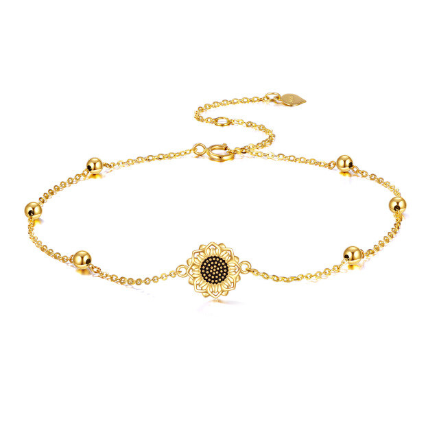 Bracelet de cheville en or 14K à une couche en forme de tournesol-1