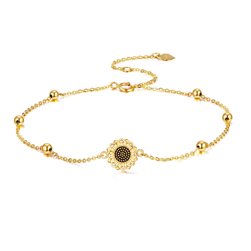 10K Gold Sunflower Single Layer Anklet-1