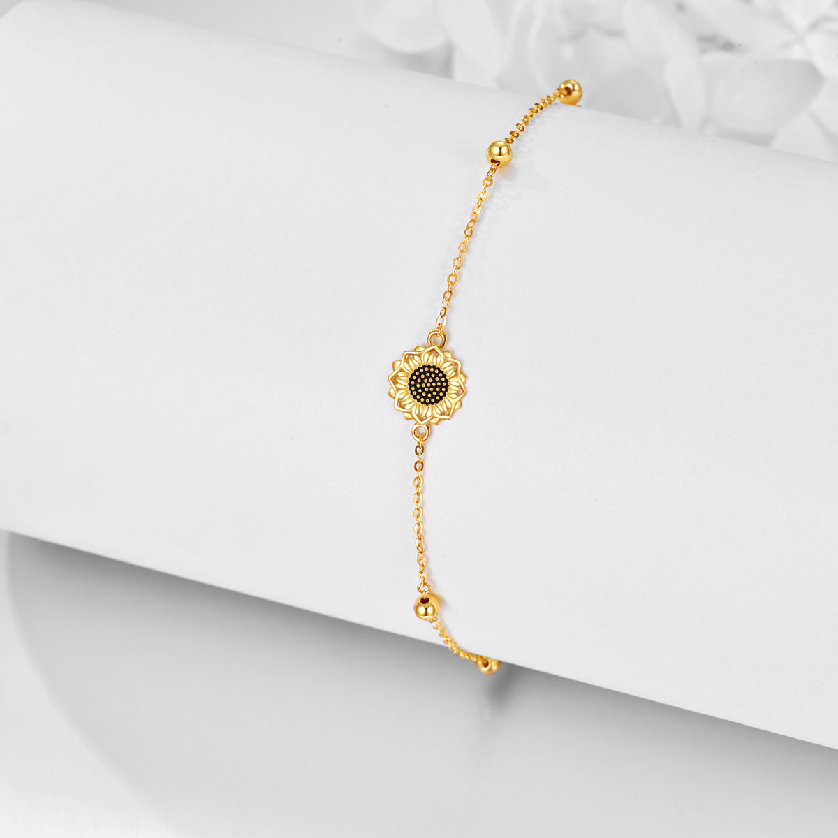 Bracelet de cheville en or 14K à une couche en forme de tournesol-3