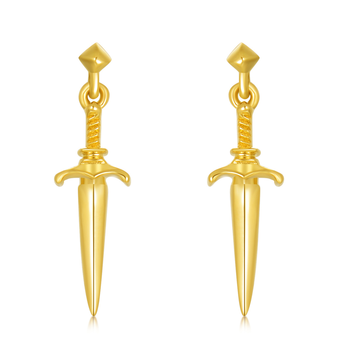 Pendientes colgantes de espada de oro de 14 quilates-1