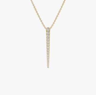 14K Gold Tapered 0.23 CT Diamond Bar Necklace-6