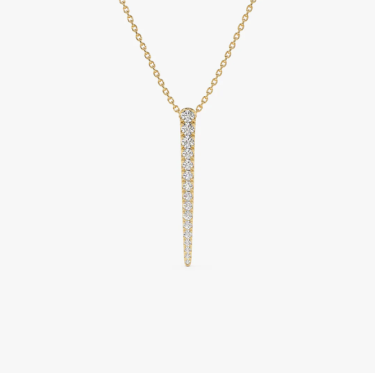 Collana con barra di diamanti affusolata da 0,23 ct in oro 14 carati