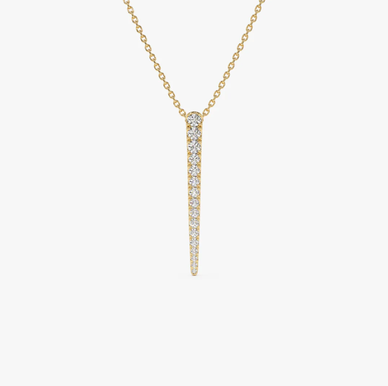 Colar de barra de diamante cónico em ouro 10K com 0,23 ct-19