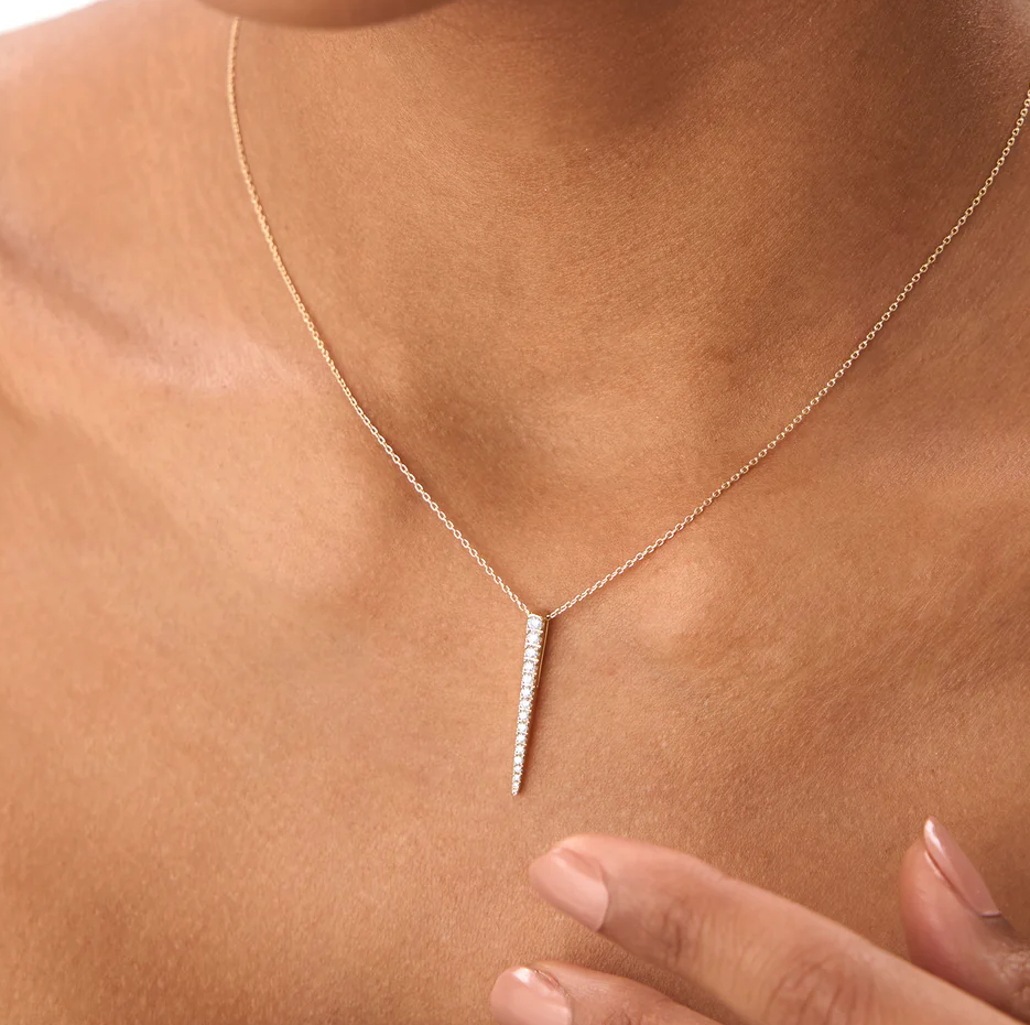 10K Gold Tapered 0.23 CT Diamond Bar Necklace-2