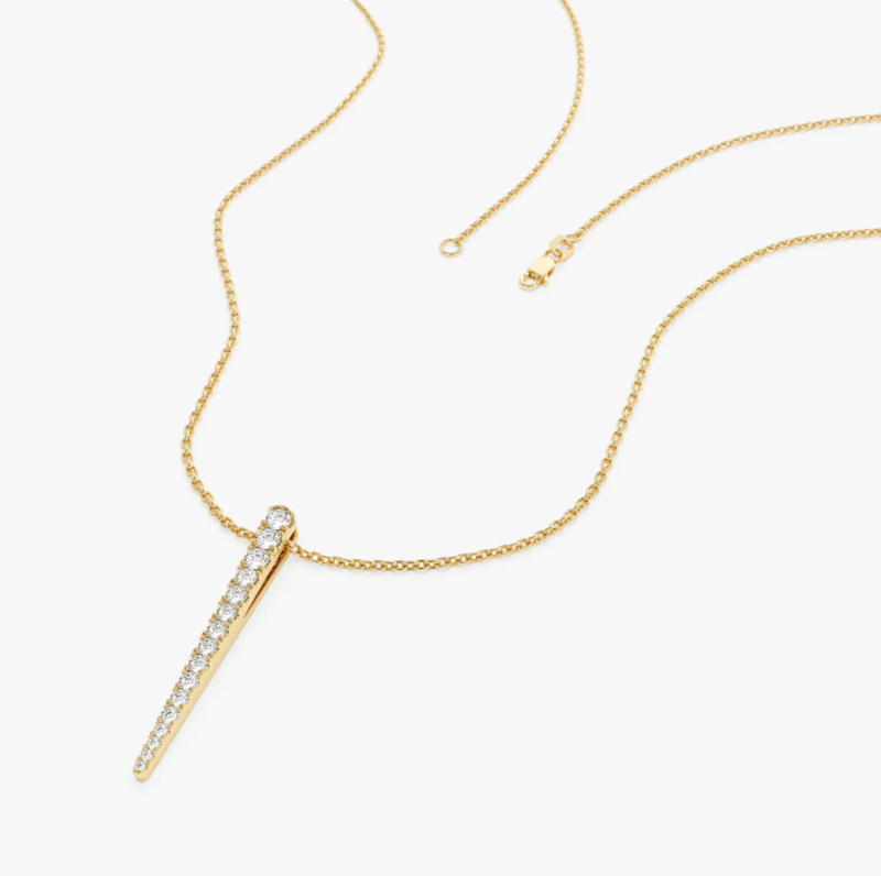 18K Gold Tapered 0.23 CT Diamond Bar Necklace-4